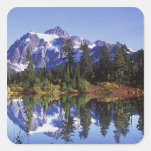 N.A., USA, Washington, Mt. Baker & Snoqualmie Quadratischer Aufkleber