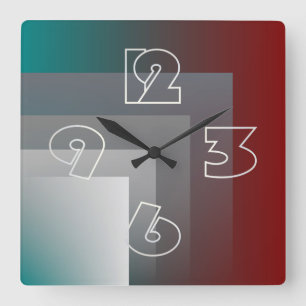N - aquamariner grauer Burgunder Quadratische Wanduhr