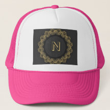N Buchstabe Initialen Monogramm Kreis Hot Pink Far