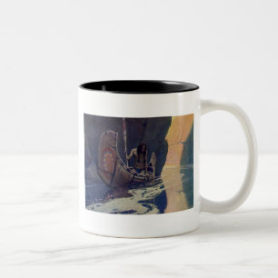 N. C. Wyeth Indianisches Kanu Paddel Illustration Zweifarbige Tasse