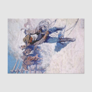 N C. Wyeth Western Malerei "Roping Wild Horses" Seidenpapier