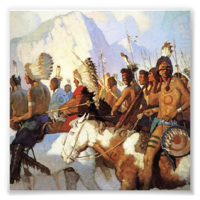 N C Wyeth Western Malerei "The War Party" Fotodruck (Vorne)