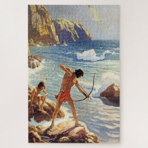 N C Wyeth Western Painting „Die ersten Fischer von