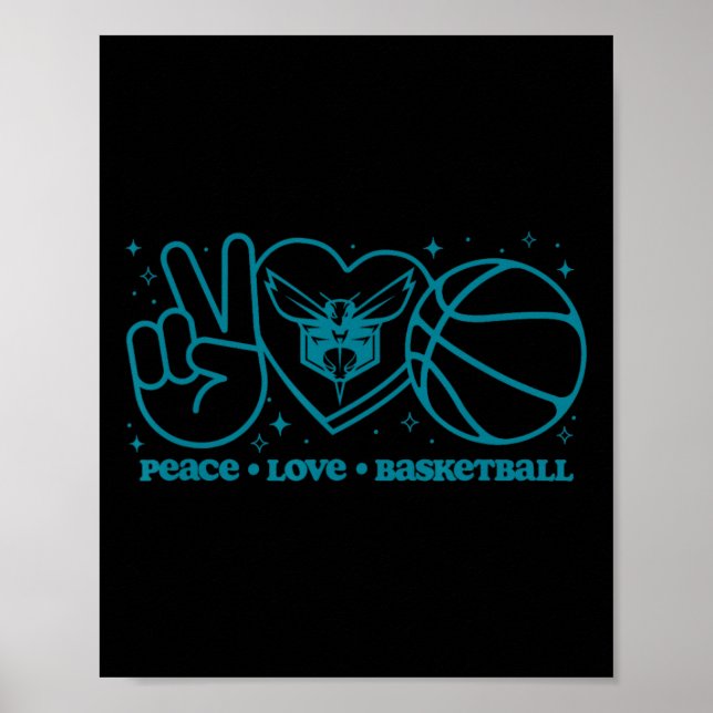 N Charlotte Hornets Peace Love Sketll  Poster (Vorne)