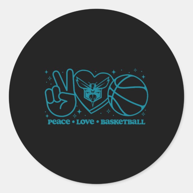 N Charlotte Hornets Peace Love Sketll  Runder Aufkleber (Vorderseite)