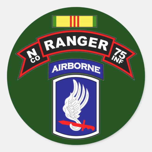 N Co, 75. Infanterie Regiment - Rangers, Vietnam Runder Aufkleber (Vorderseite)