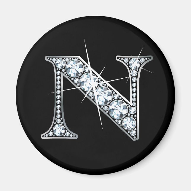 "N" Diamond Bling Magnet (Vorne)