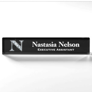 N Faux Diamond Desk Plaque d'identification