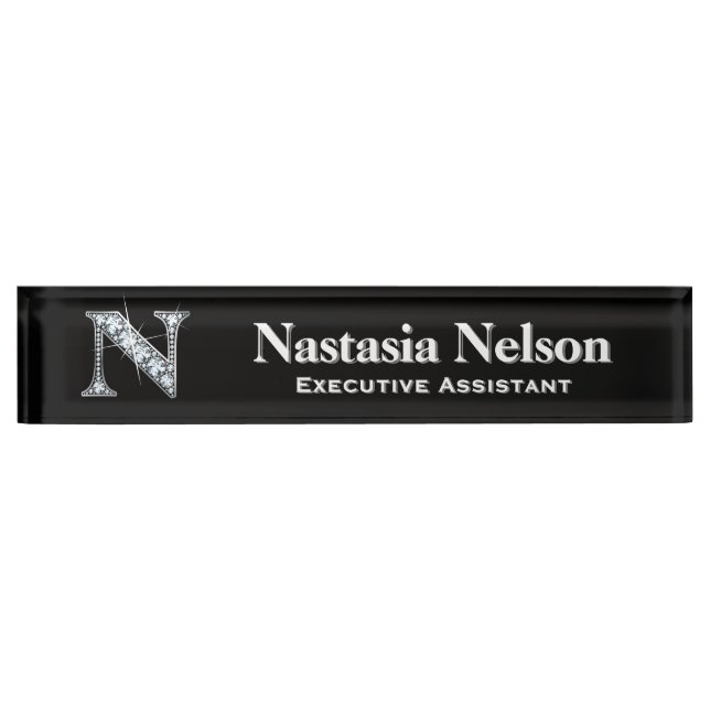N Faux Diamond Desk Plaque d'identification (Devant)