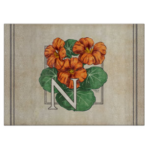 N für Nasturiums Blumen-Alphabet-Monogramm Schneidebrett