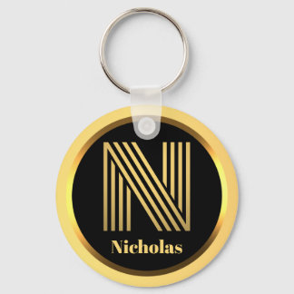 N Gold Mit Monogramm Letter Personalisiert Schlüss Schlüsselanhänger