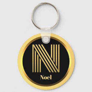 N Gold Mit Monogramm Letter Personalisiert Schlüss Schlüsselanhänger