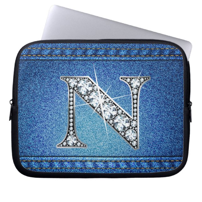 N Imitate "Diamond" Denim Stitching Electronics Ba Laptopschutzhülle (Vorderseite)