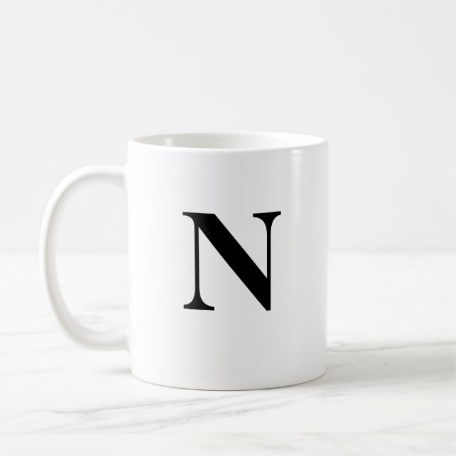 N initial et nom personnalisé Café Mug (Gauche)