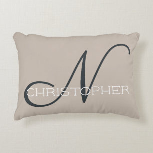 N Initial Personalisiert Name Neutral Tan Taupe Dekokissen