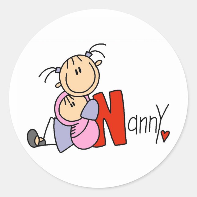 N ist für Kindermädchen Runder Aufkleber (Vorderseite)