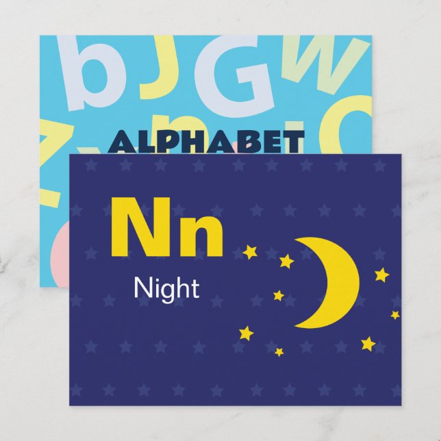 N ist für Nacht - Alphabet Flash Card Postkarte (Vorne/Hinten)