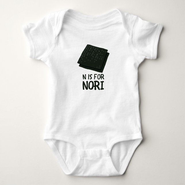 N ist für NORI Green Veggie Alphabet N Baby Strampler (Vorderseite)