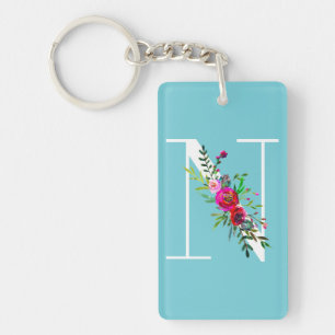 N Lettre Monogramme initial Floral Couleur personn