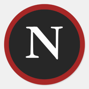 N : LETTRE N INITIALE N ÉTIQUETTE rouge, blanche