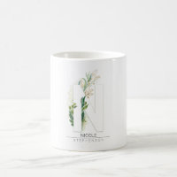 N Monogram Gold Greenery Blätter Eleganter Name
