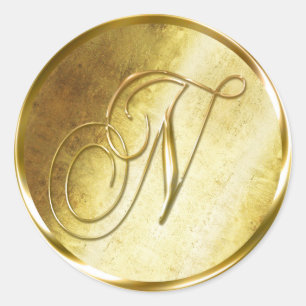 N Monogram Imitate Gold Umschlag Aufkleber Sticker