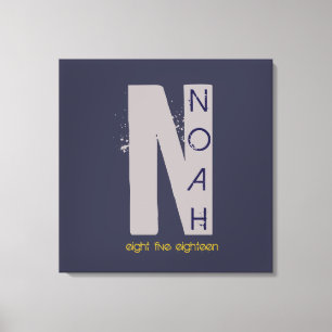 N Monogram, Initial Bar Bat Mitzvah Sign-In Board Leinwanddruck