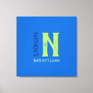 N Monogram, Initial Bar Bat Mitzvah Sign-In Board Leinwanddruck