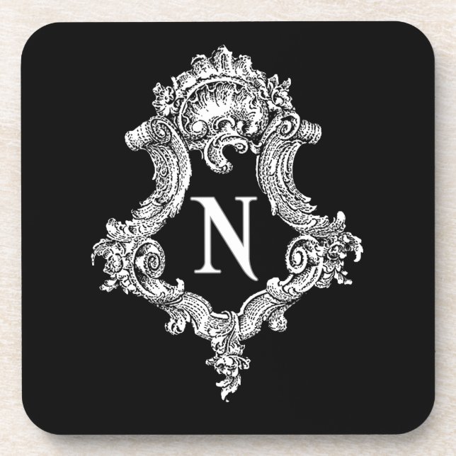 N Monogram Initial Untersetzer (Vorderseite)