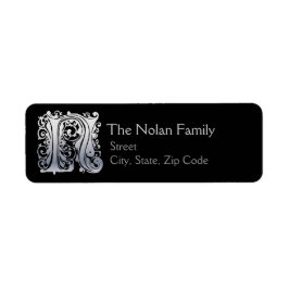 N Monogram "Silver Lace" Design Address Lables
