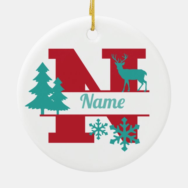 N Monogram Urlaubshaus Tree Ornament (Hinten)