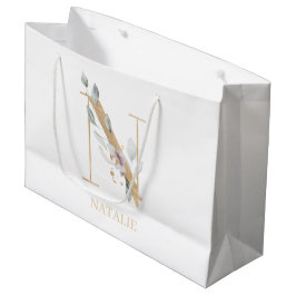 n Monogramm Floral Personalisiert Große Geschenktüte