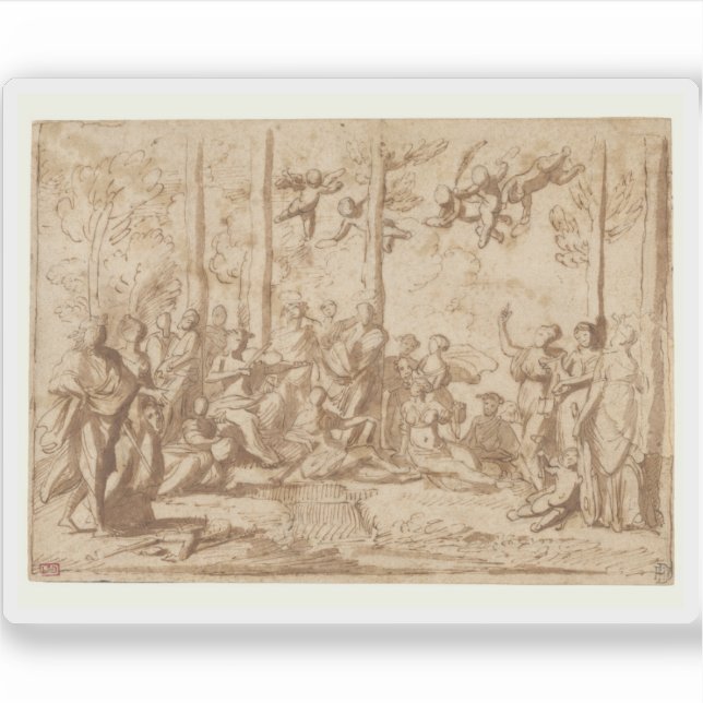 N.Poussin: Apollo und die Musen auf dem Parnassus Aufkleber (Vorderseite)