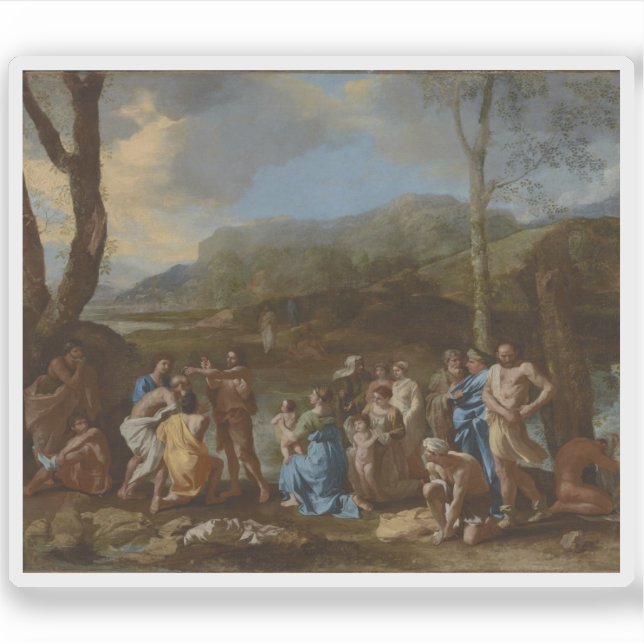 N.Poussin:Saint John Baptizing im Jordan Aufkleber (Vorderseite)