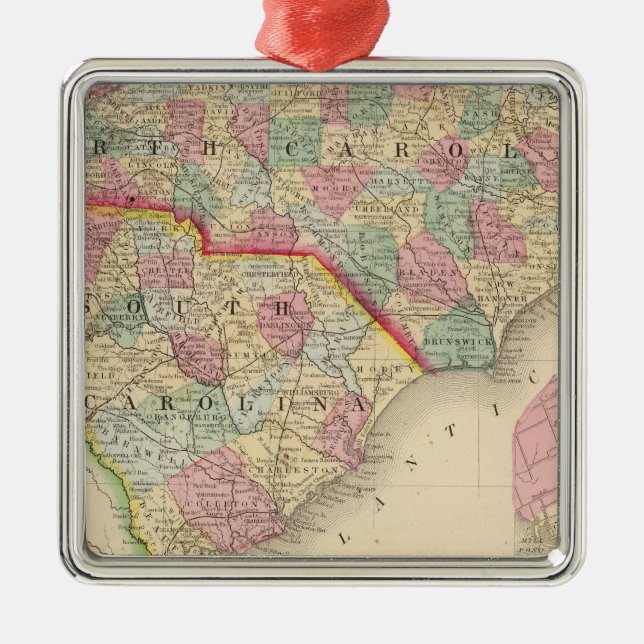 N- u. s-Carolina Karte durch Mitchell Ornament Aus Metall (Vorne)