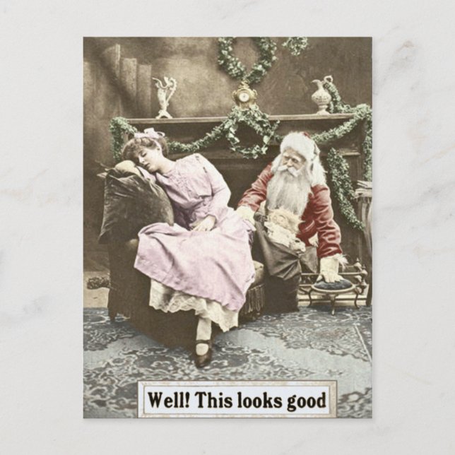 Na ja! Das sieht gut aus - Creepy Santa Postkarte (Vorderseite)