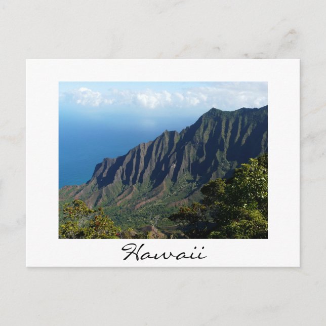 Na Pali Coast auf Hawaii weiße Textpostkarte Postkarte (Vorderseite)