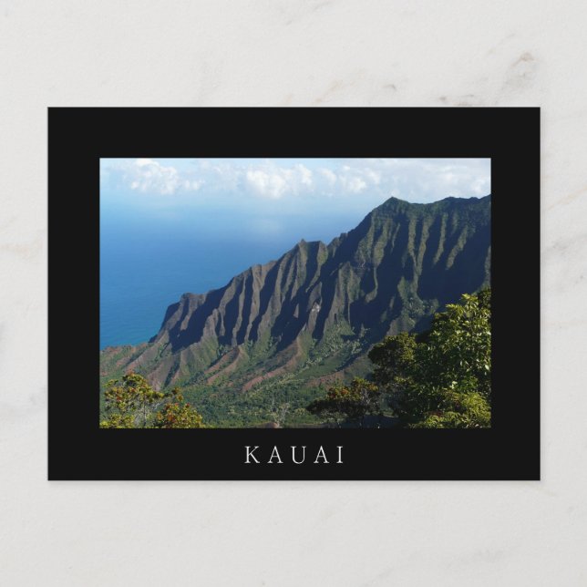 Na Pali Coast auf Kauai schwarze Postkarte (Vorderseite)