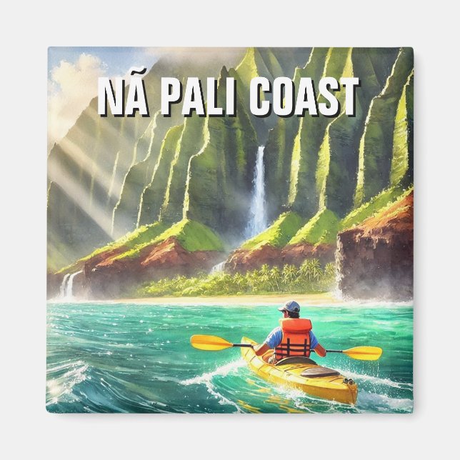 Nā Pali Coast Kauai Hawaii Travel Kayak Magnet (Vorne)