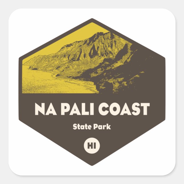 Nā Pali Coast Staat Park Hawaii Quadratischer Aufkleber (Vorderseite)