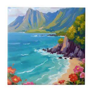 Na Pali Küste Kauai Hawaii Küstenlinie Malerei Kun Fliese