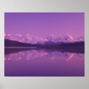 NA, USA, Alaska, Denali NP, Wonder Lake, Abend Poster