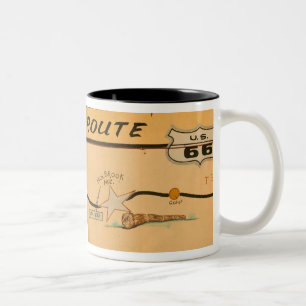 NA, USA, Arizona, Holbrook Route 66 Wandgemälde Zweifarbige Tasse