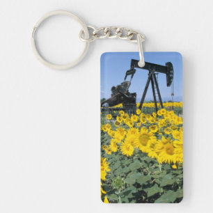 Na, USA, Colorado, Sonnenblumen, Ölbohrturm Schlüsselanhänger