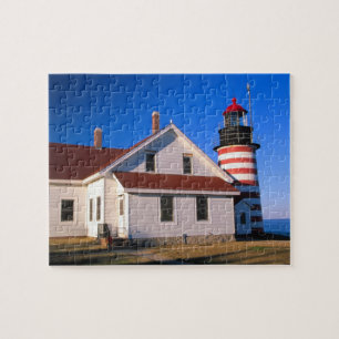 NA, USA, Maine.  West Quoddy Leuchtturm in der Nä