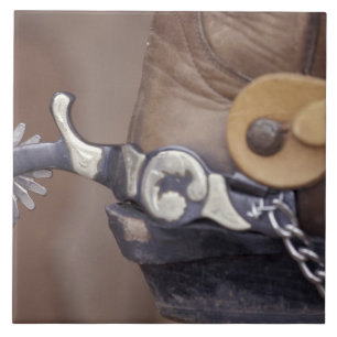 NA, USA, Texas, Lubbock Cowboy-Stiefel und Sporn Fliese