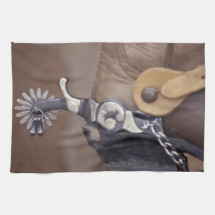 NA, USA, Texas, Lubbock Cowboy-Stiefel und Sporn Geschirrtuch