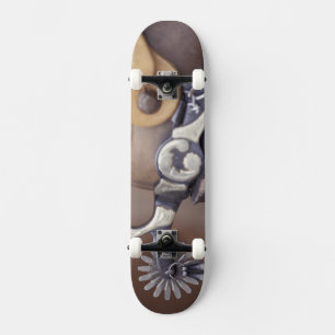 NA, USA, Texas, Lubbock Cowboy-Stiefel und Sporn Skateboard