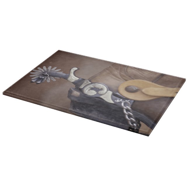Na, USA, Texas, Lubbock-Cowboystiefel und Sporn Schneidebrett (Ecke)