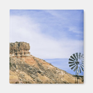 NA, USA, Texas Windmill and cliffs of Palo Duro Magnet